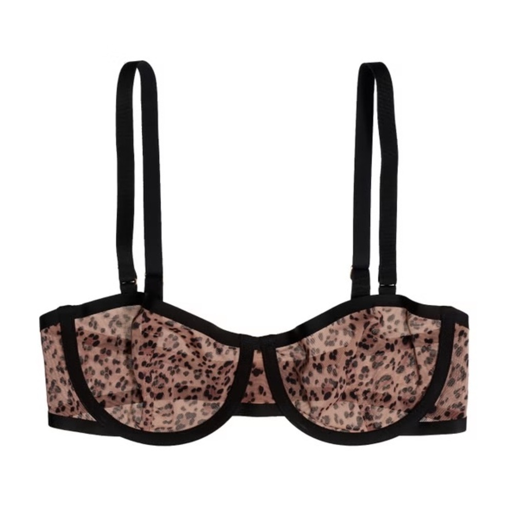 Cuup Balconette 30D Leopard Print Bra Sheer Lingerie